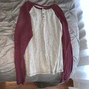 aeropostale maroon & grey long sleeve tee